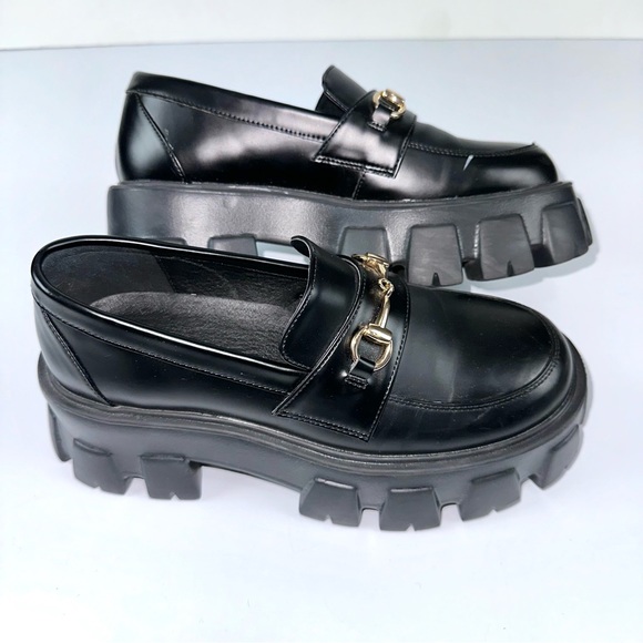 Princess Polly Women’s Sz 6 PENNY LANE PLATFORM LOAFERS Chunky Slide On - BLACK - Picture 8 of 15